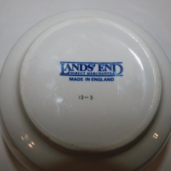 Lands End Square Rigger Cereal Cowder Bowl Set of 4 Vintage 80s White Blue Boat - Picture 3 of 6
